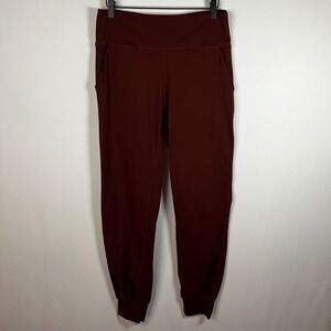 ETHOS Pants Women XL Red High Waisted Full Length Joggers Stretch Athleisure